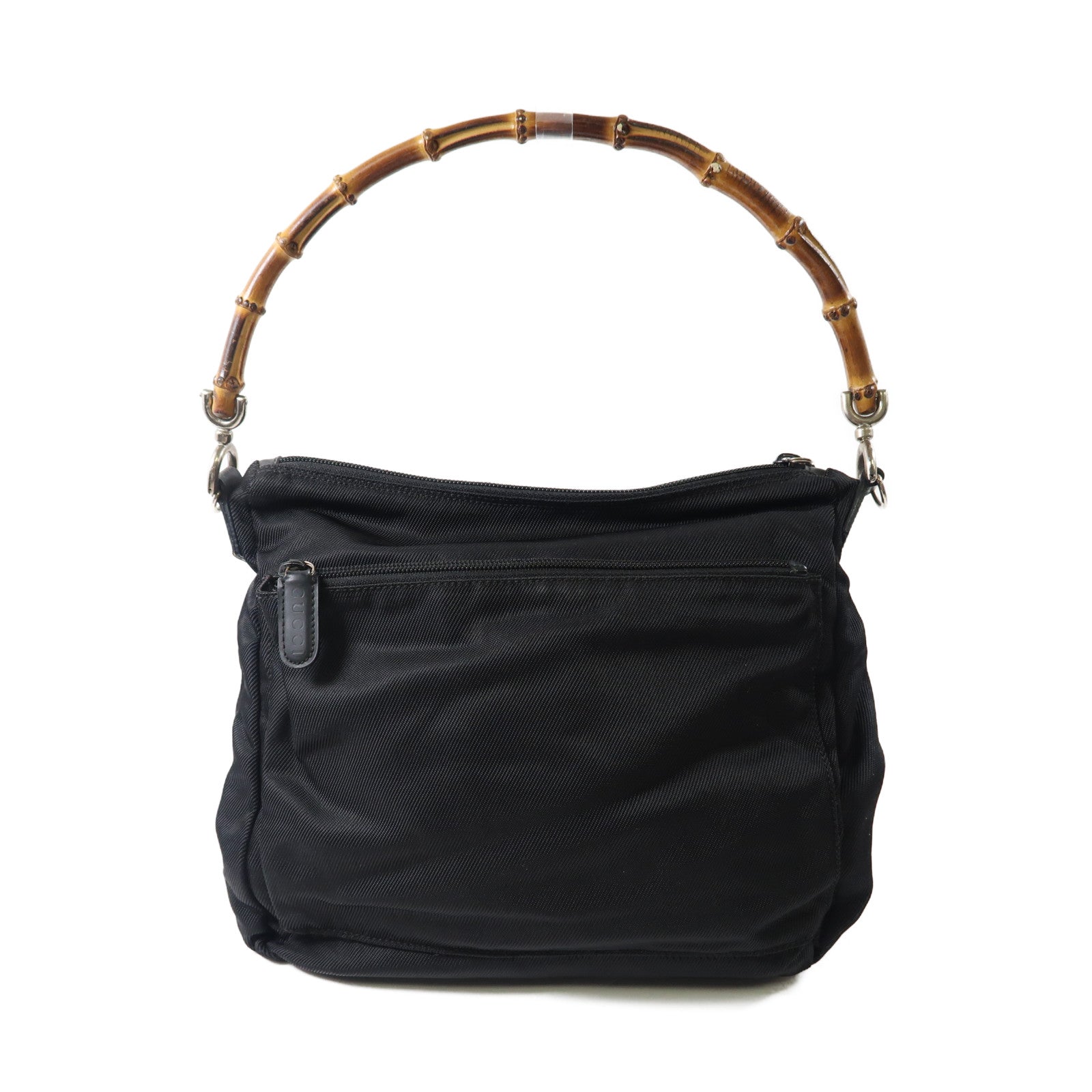 GUCCI 帆布Shoulder Bag銀扣肩背袋黑色
