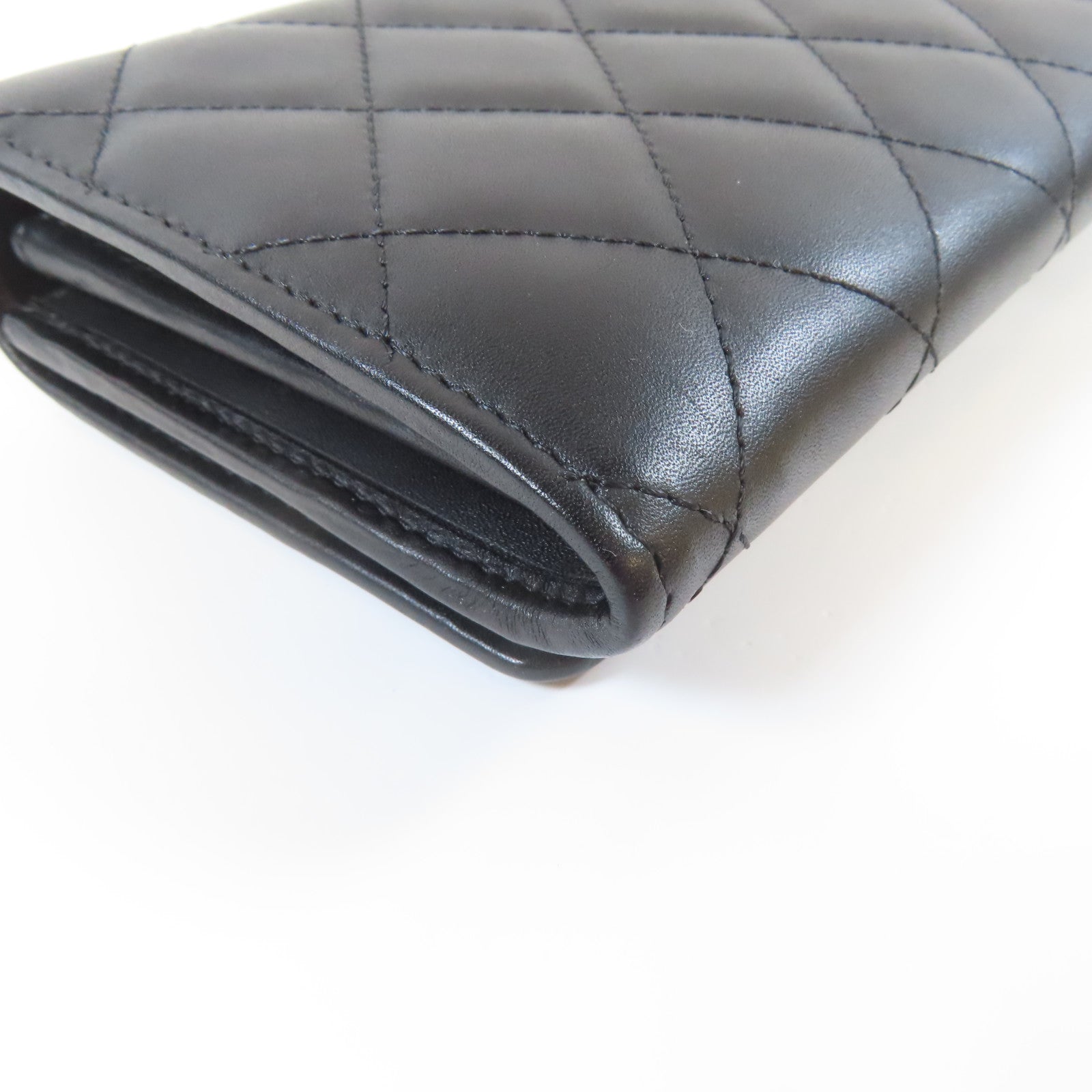 CHANEL 菱格Cambon皮革Cambon Long Wallet銀扣長錢包黑色