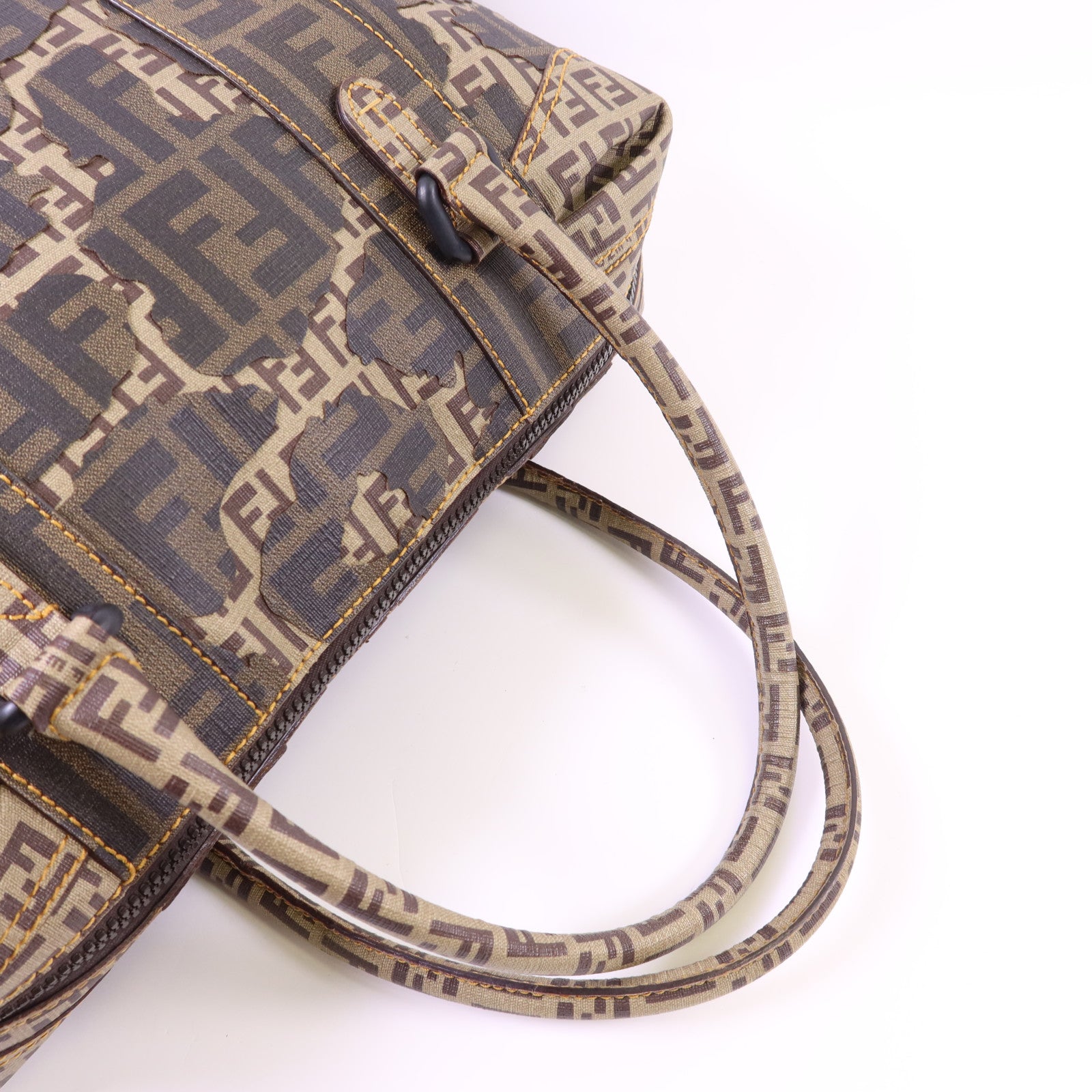 FENDI 塗層帆布Zucca Camo Patchwork Boston Bag肩背袋