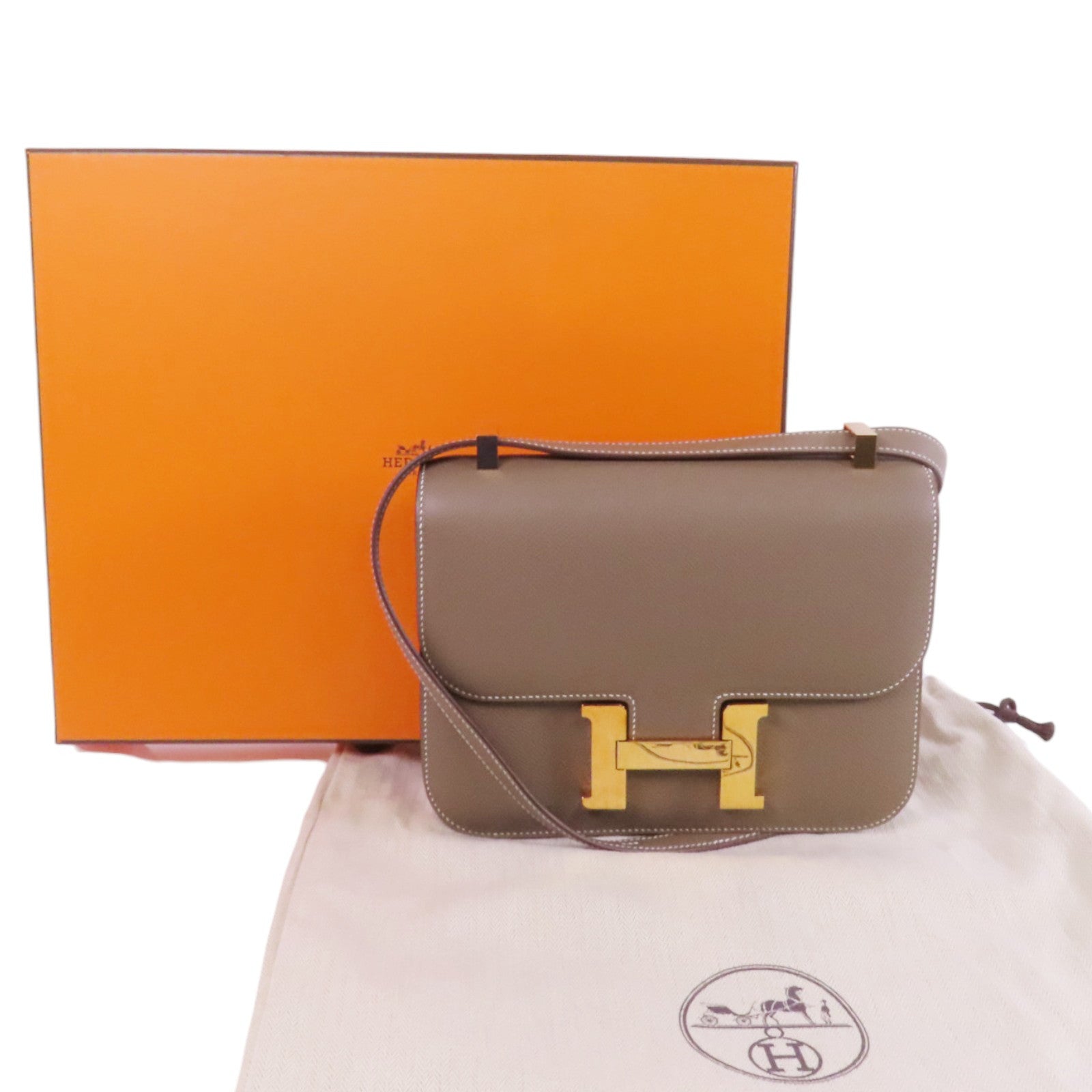 HERMES Epsom皮革Constance 24金扣肩背袋