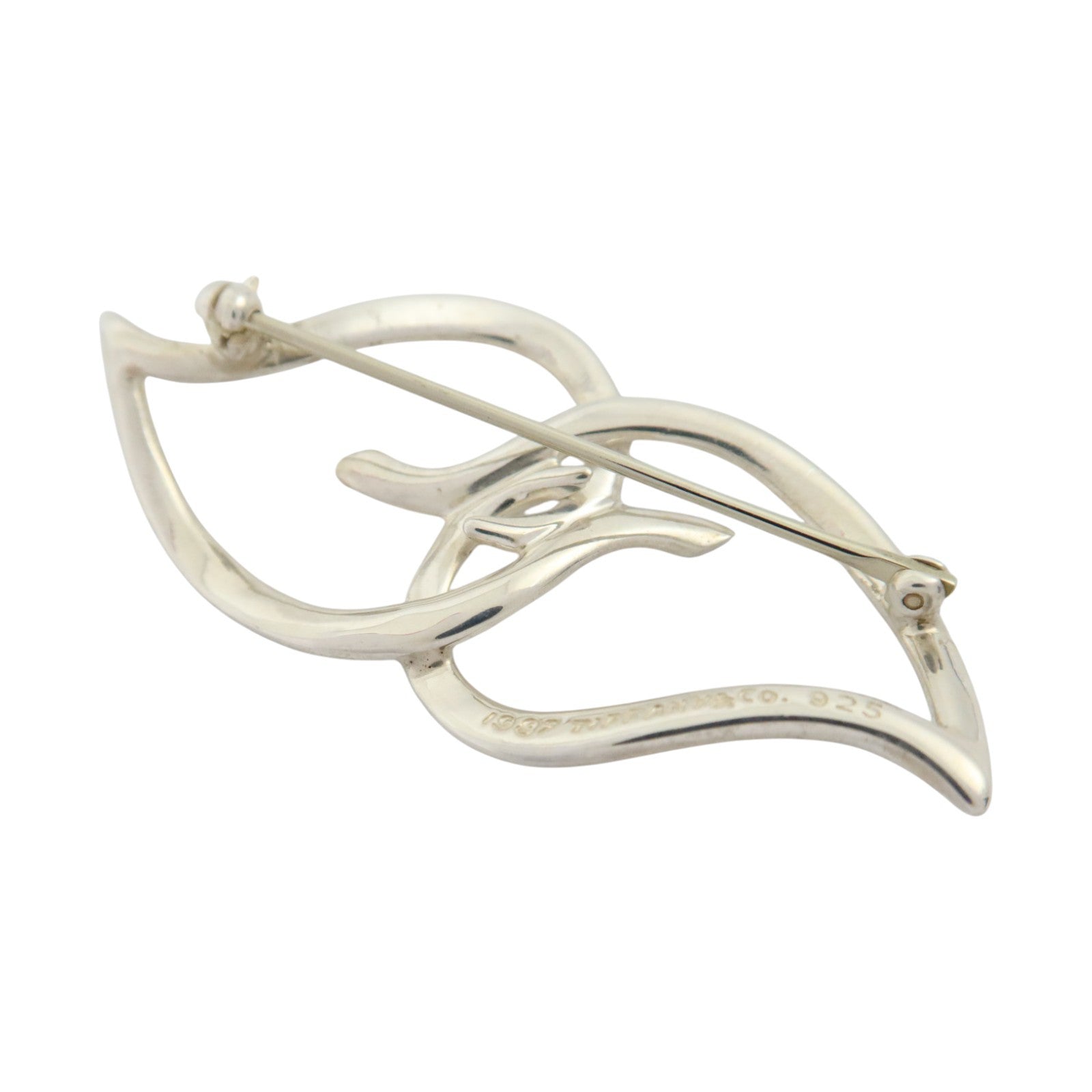 TIFFANY＆CO 925純銀Vintage Double Leaf Brooch銀扣胸針