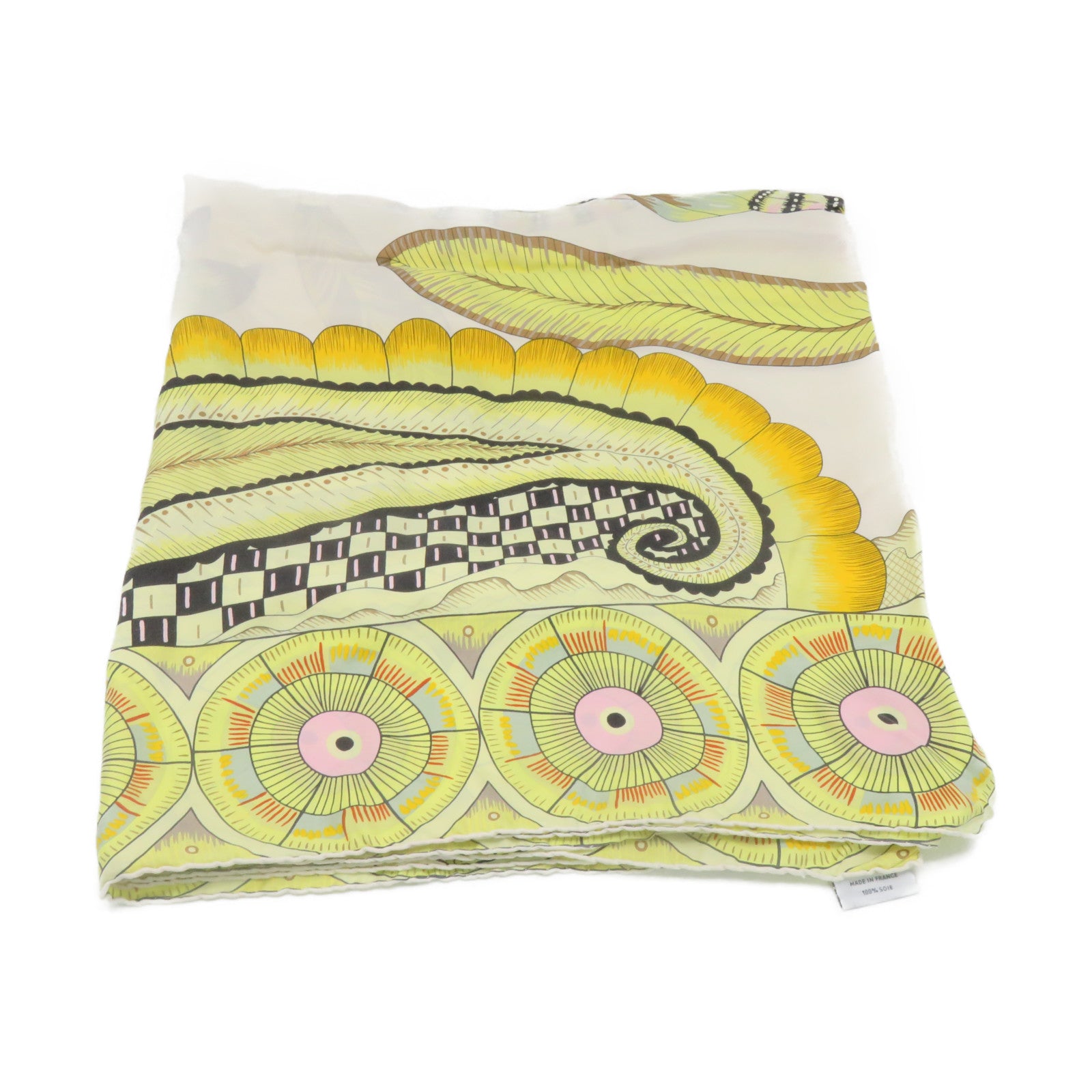 HERMES 【激減優惠】絲質Scarf 135x135絲巾黃色/彩色