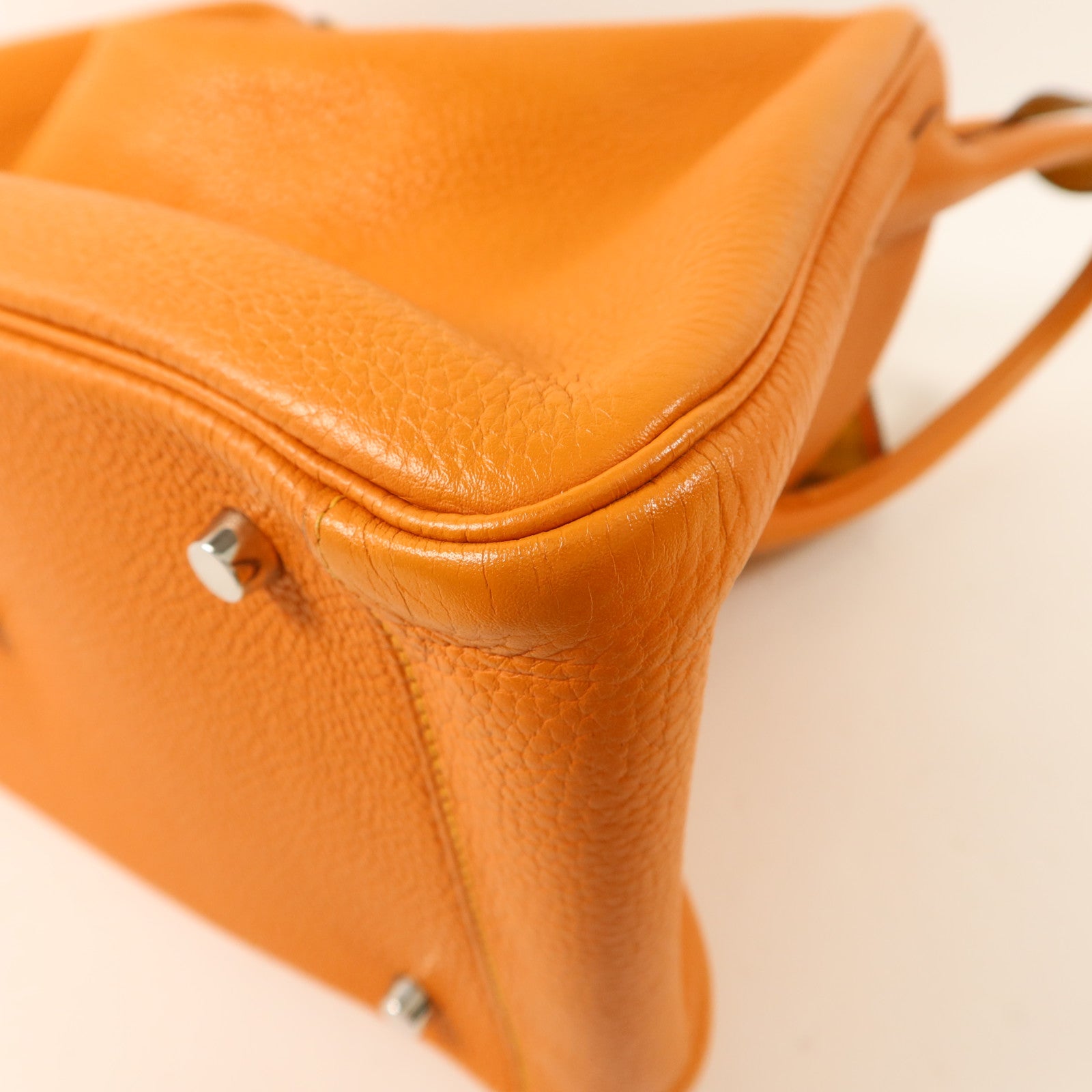HERMES Clemence皮革Lindy 34手挽肩背兩用袋Orange/Jaune Ambre