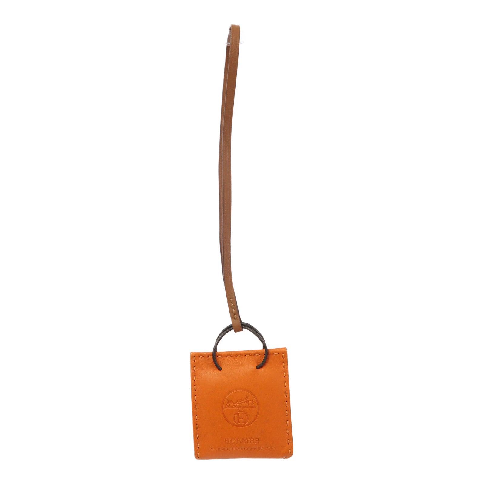 HERMES Swift皮革Charm掛飾橙色