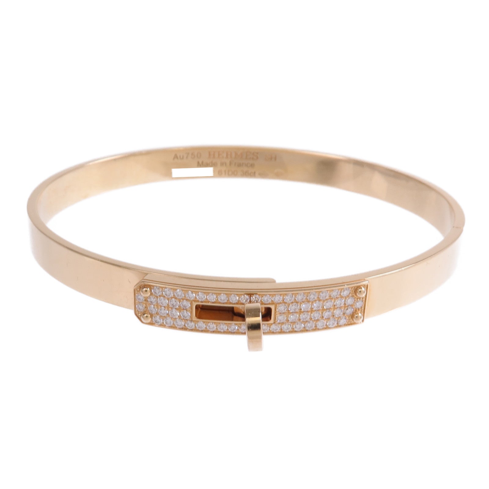 HERMES 18K玫瑰金Kelly Bracelet鑽石手鐲