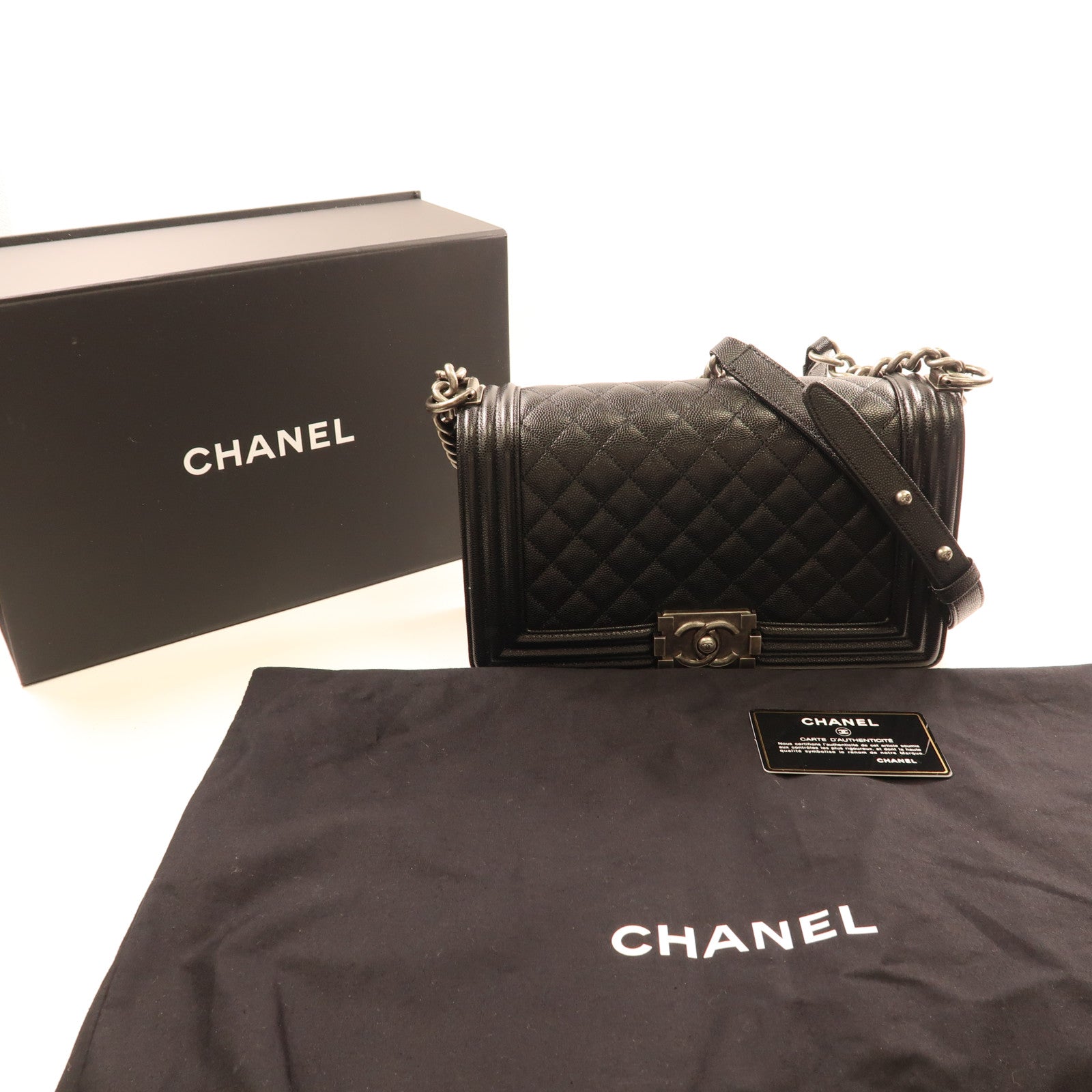 CHANEL 牛皮皮革Boy 25鏈帶肩背袋