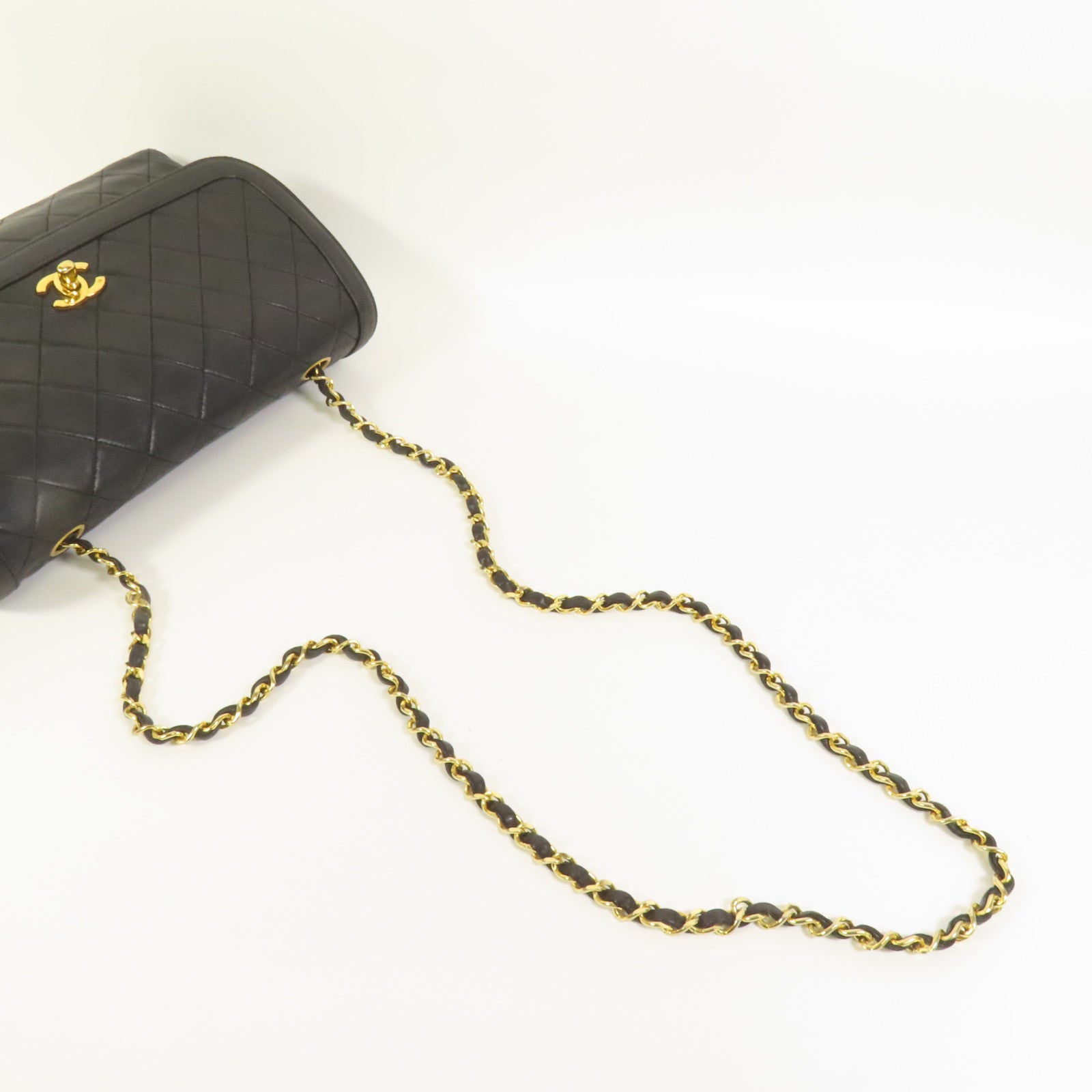 CHANEL 羊皮皮革Vintage Chain Shoulder金扣肩背袋