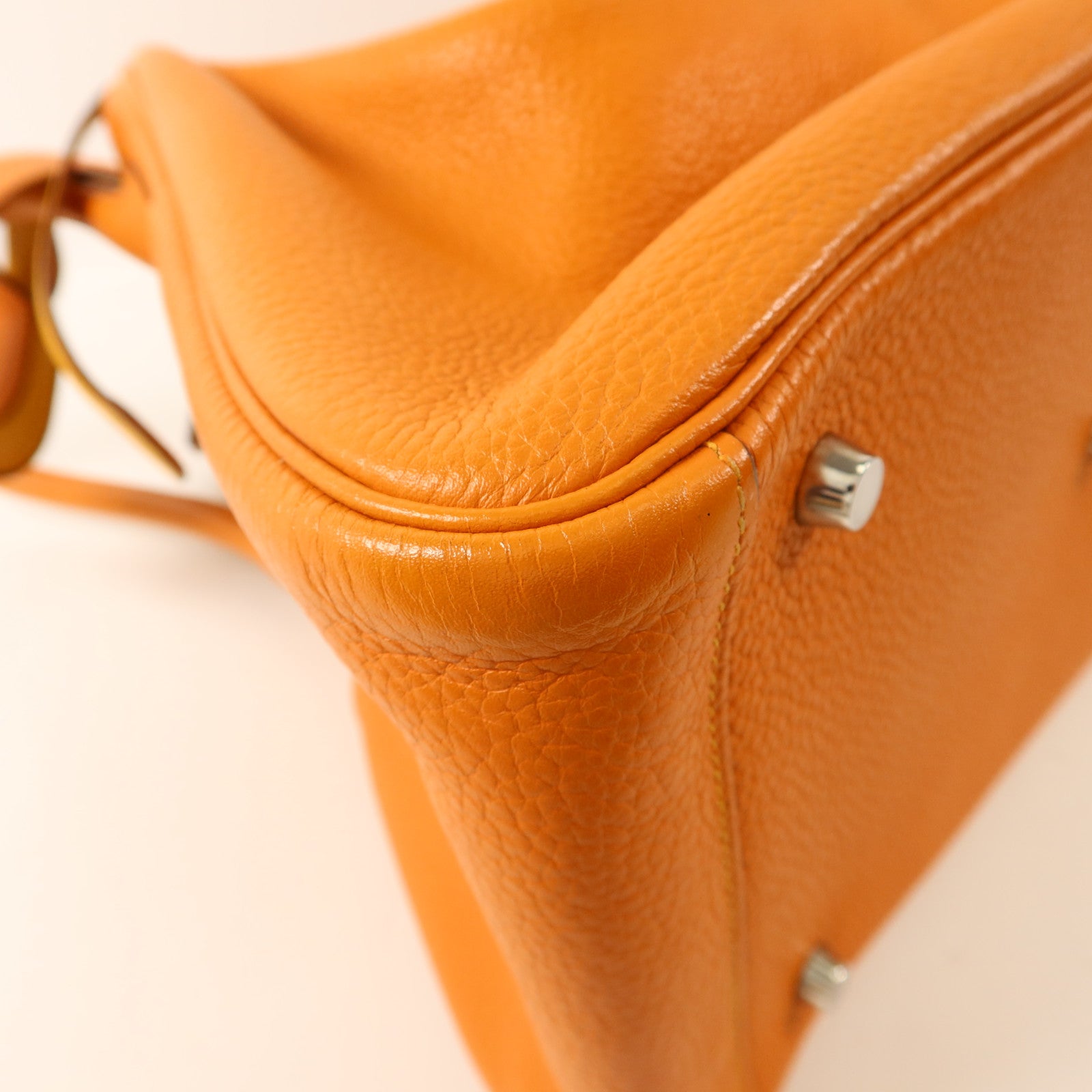 HERMES Clemence皮革Lindy 34手挽肩背兩用袋Orange/Jaune Ambre