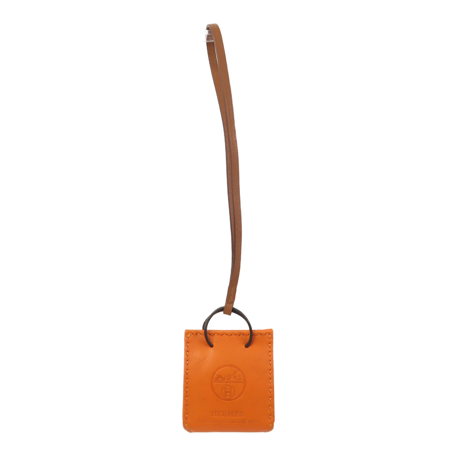 HERMES Swift皮革Charm掛飾橙色