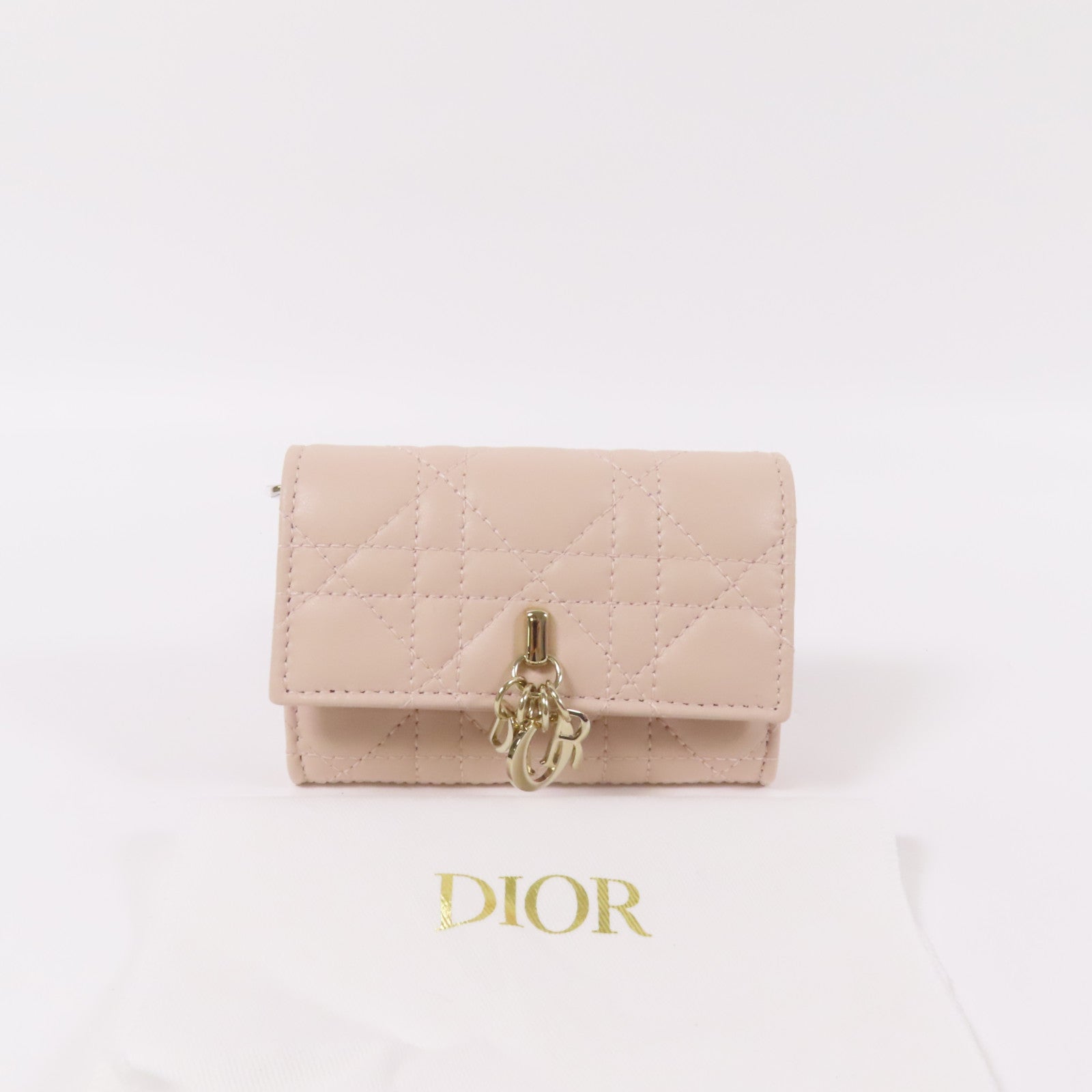 Dior 羊革皮革Caro Dahlia金扣卡片套