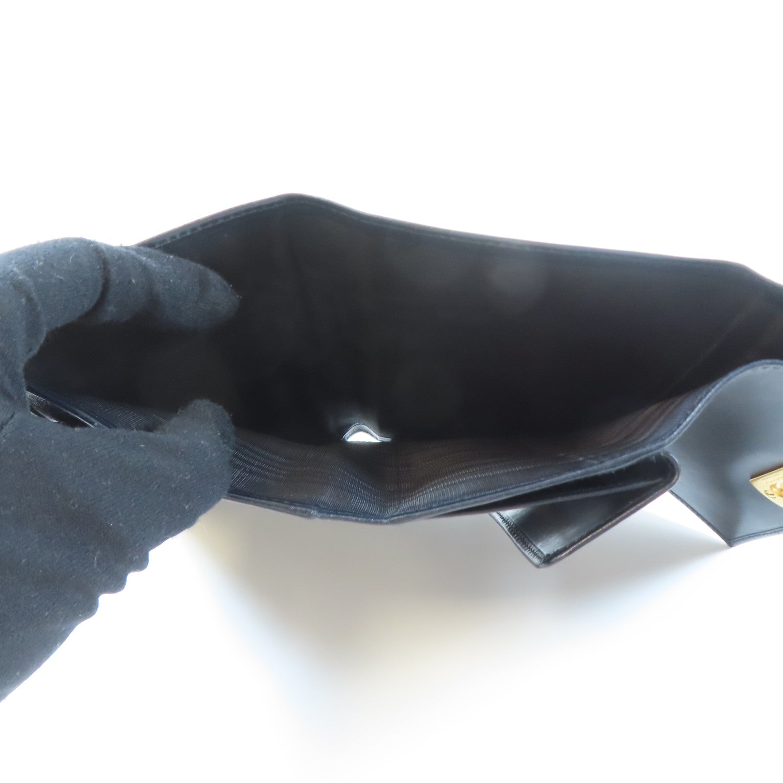 Salvatore Ferragamo 【激減優惠】羊皮皮革Wallet金扣錢包黑色