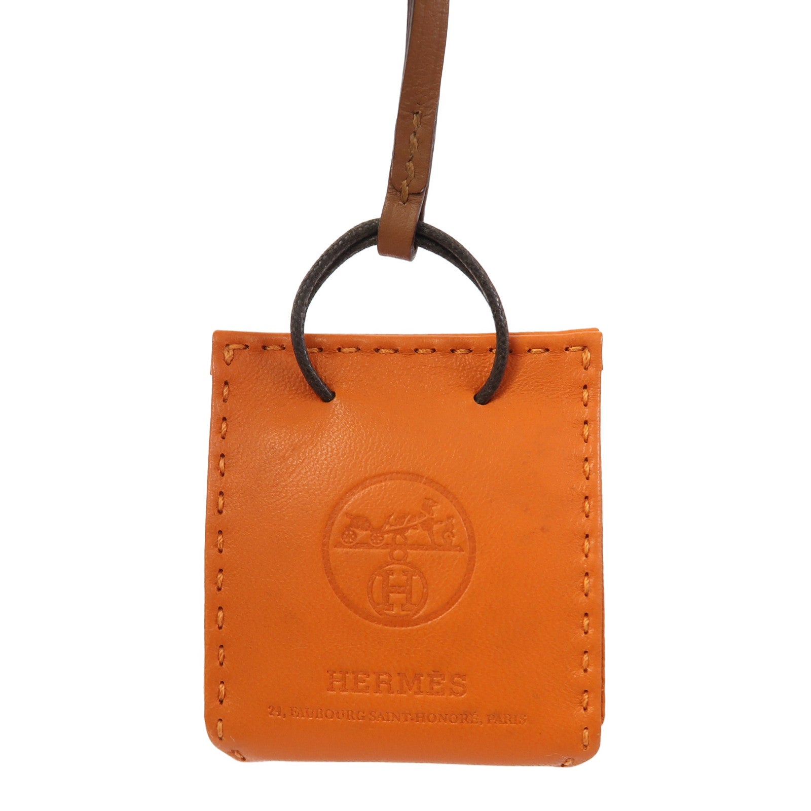 HERMES Swift皮革Charm掛飾橙色