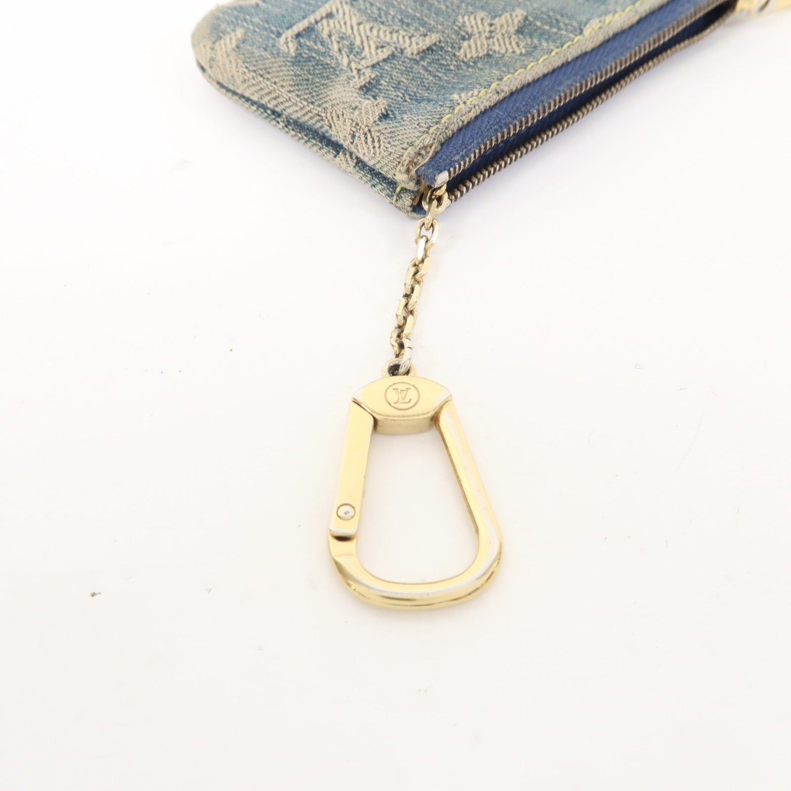 LOUIS VUITTON Monogram Denim Key & Coin Case金扣零錢包藍色