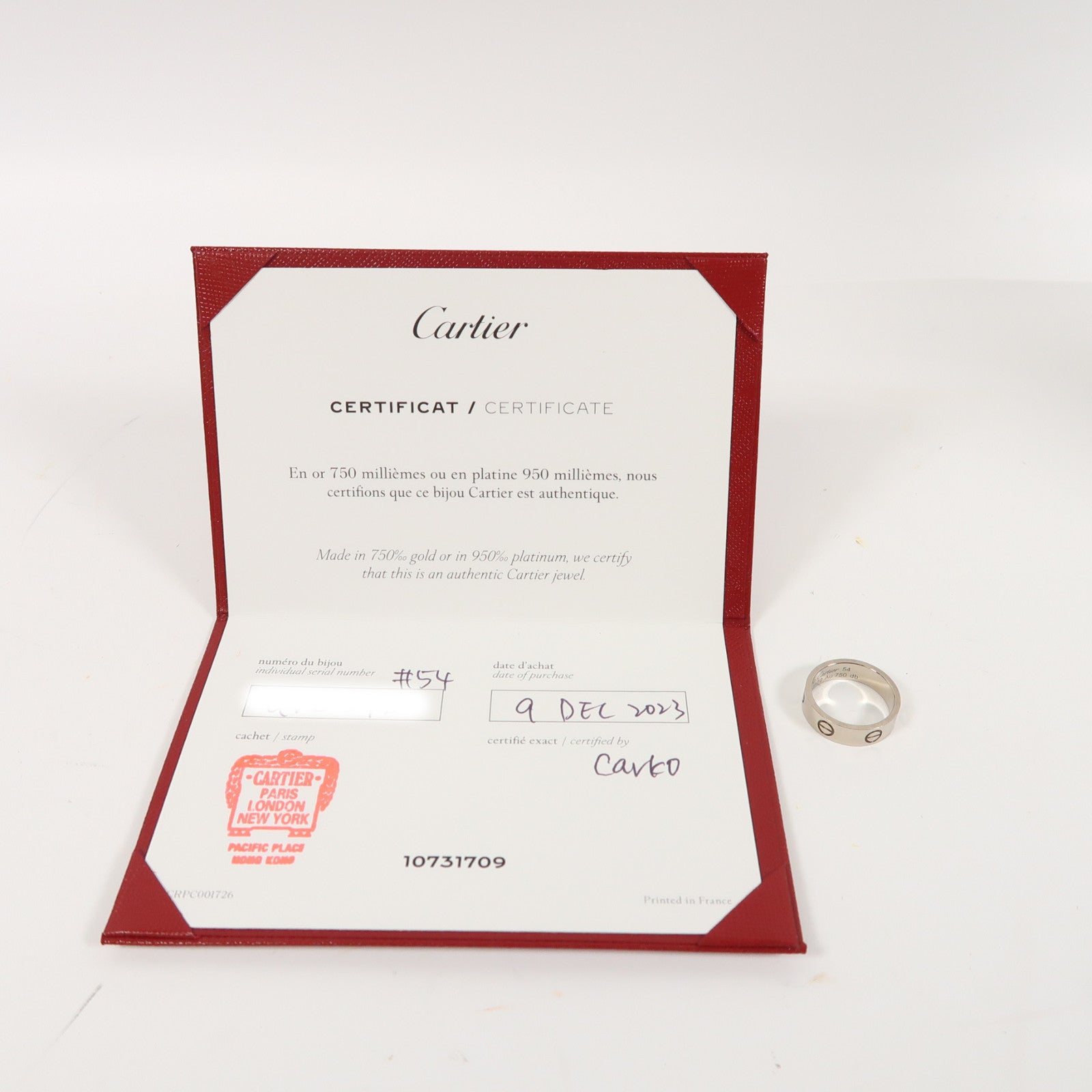 CARTIER 18K白金Love Ring戒指Cartier#54/US#6.75