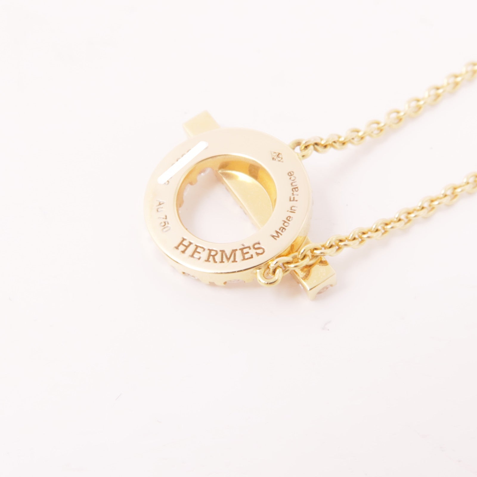 HERMES 18K玫瑰金Finesse Pendant Diamond Necklace鑽石項鍊