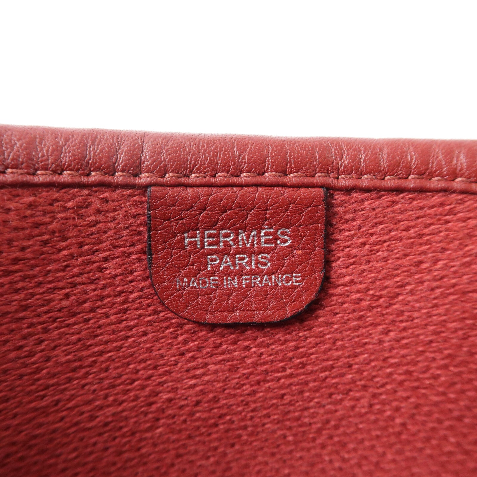 HERMES 帆布/Clemence皮革Evelyne PM肩背袋Rouge