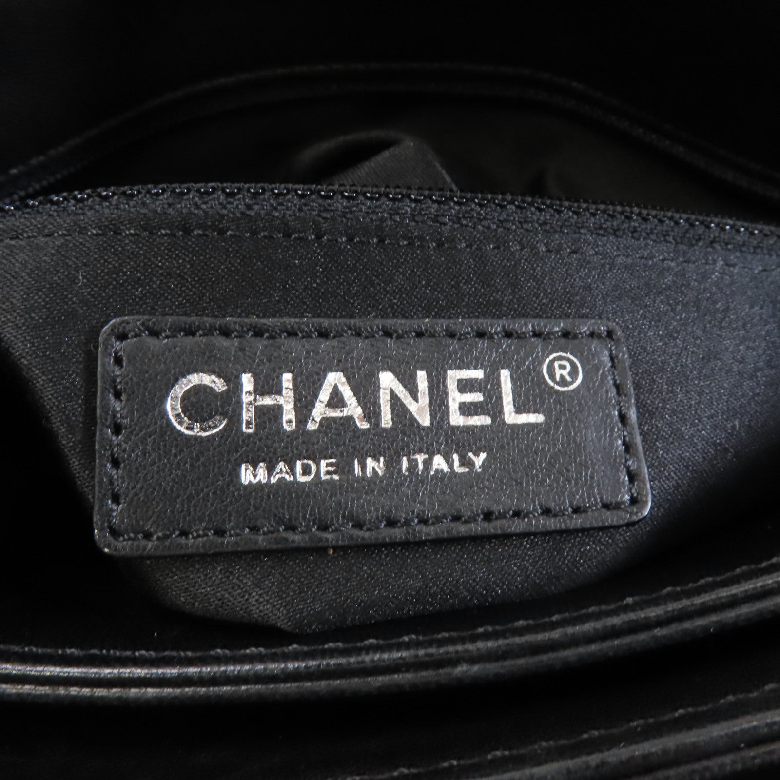 CHANEL 菱格羊皮皮革Chain Shoulder銀扣鏈帶肩背袋黑色