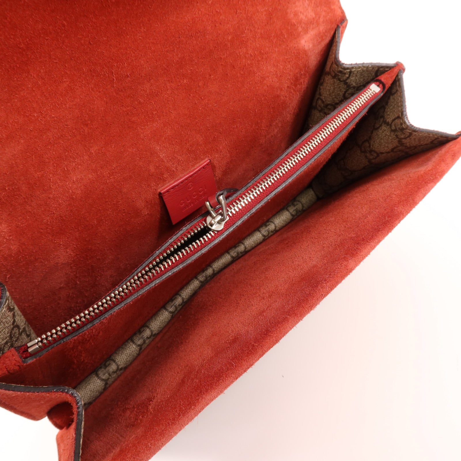 GUCCI 塗層帆布Dionysus銀扣鏈帶肩背袋