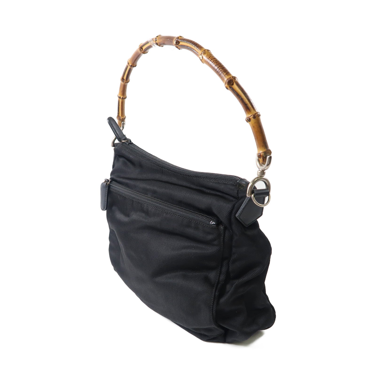 GUCCI 帆布Shoulder Bag銀扣肩背袋黑色