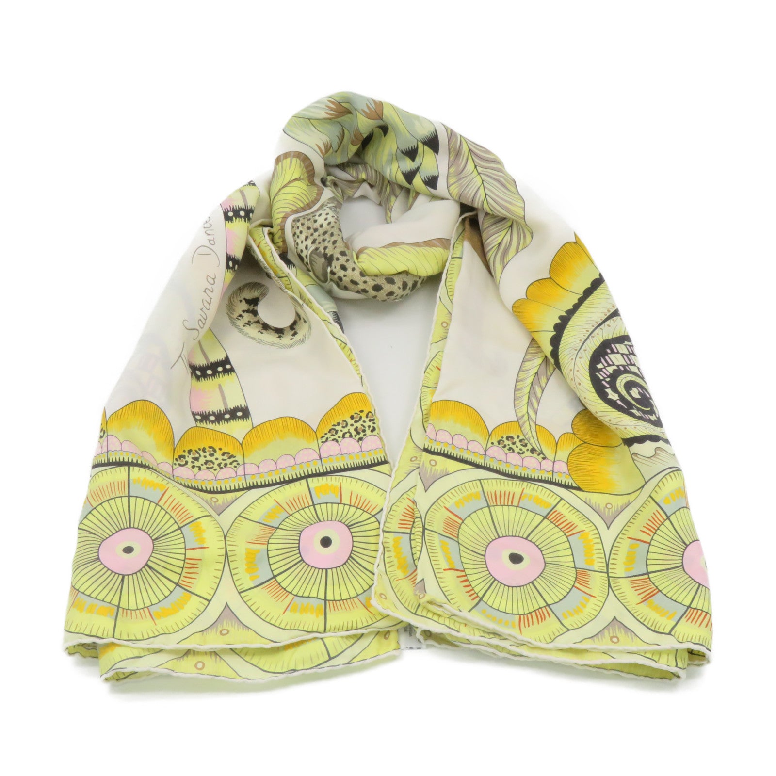 HERMES 【激減優惠】絲質Scarf 135x135絲巾黃色/彩色