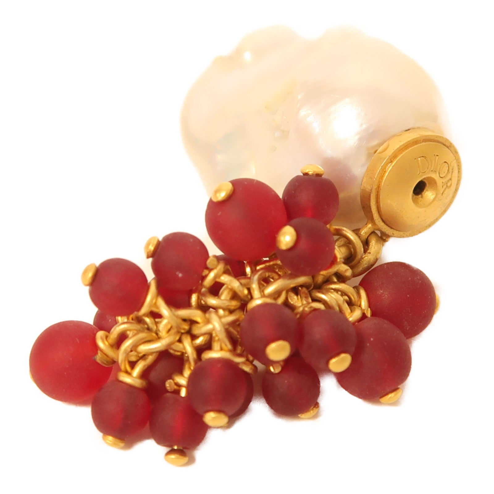 Dior 鍍金/PVC Earrings耳環紅色/白色/金色
