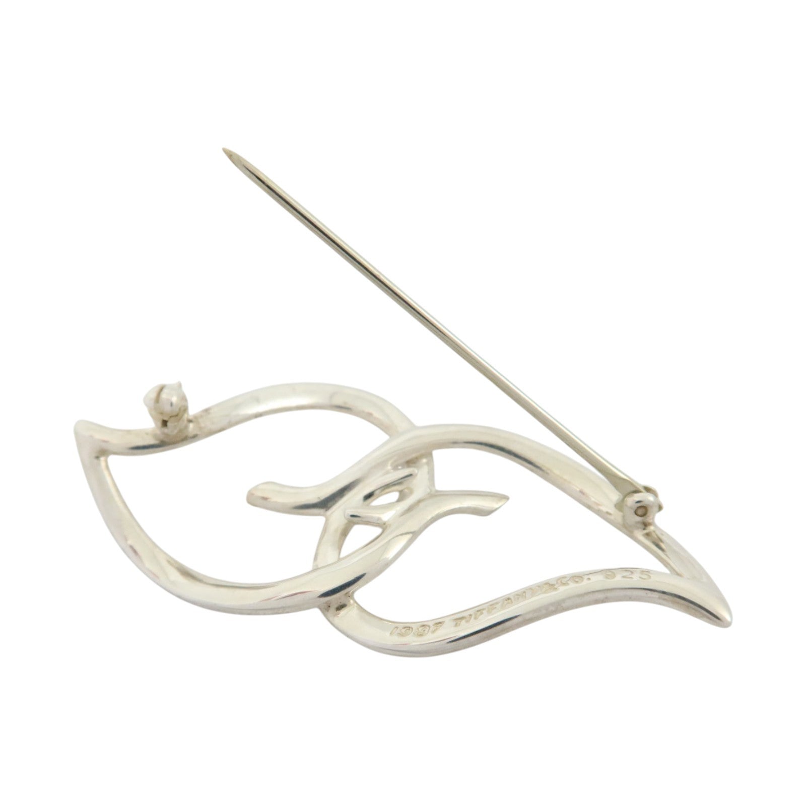 TIFFANY＆CO 925純銀Vintage Double Leaf Brooch銀扣胸針