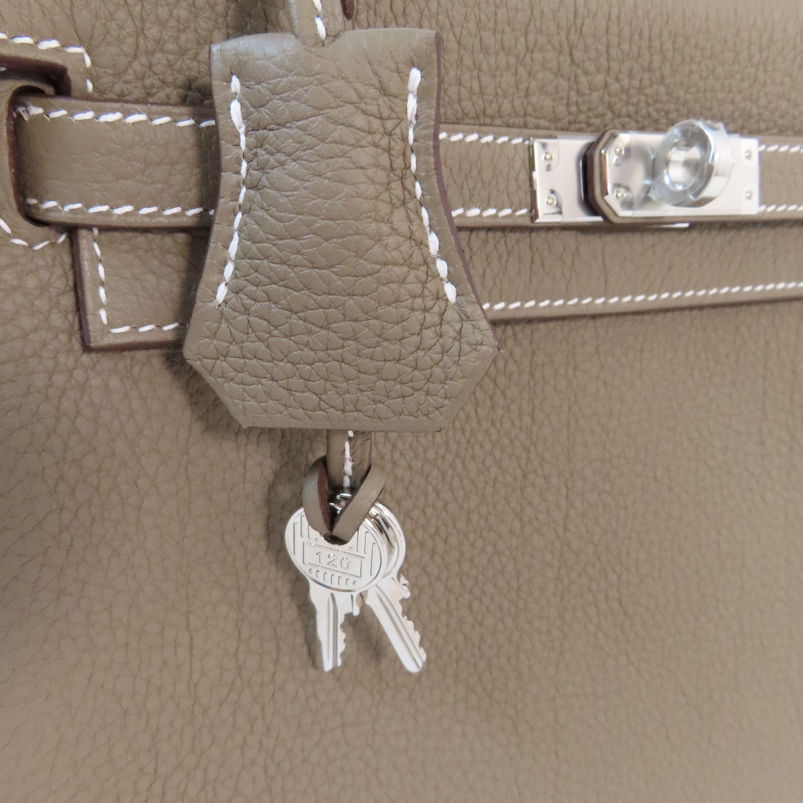 HERMES Togo皮革Kelly 25銀扣手挽肩背兩用袋Etoupe