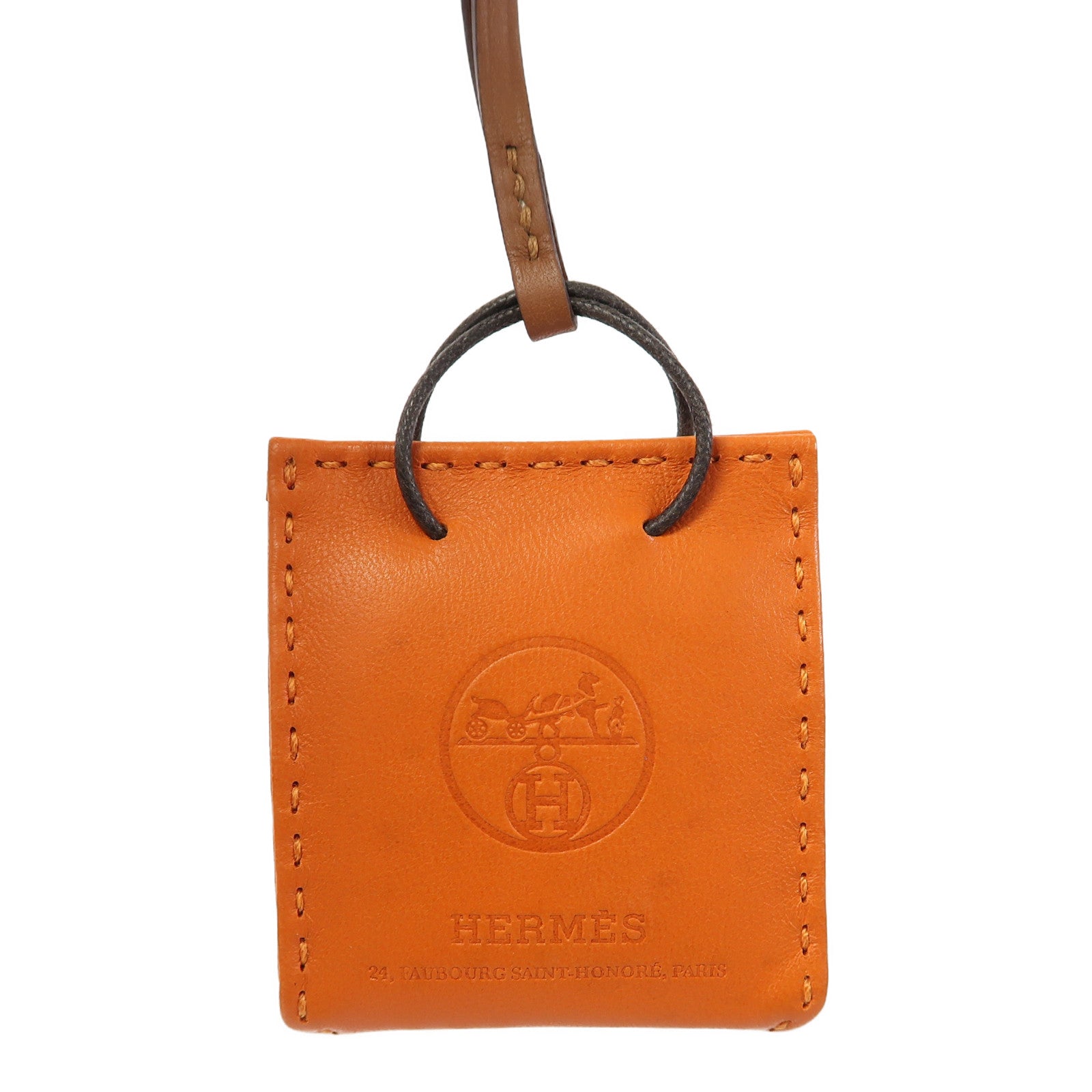HERMES Swift皮革Charm掛飾橙色
