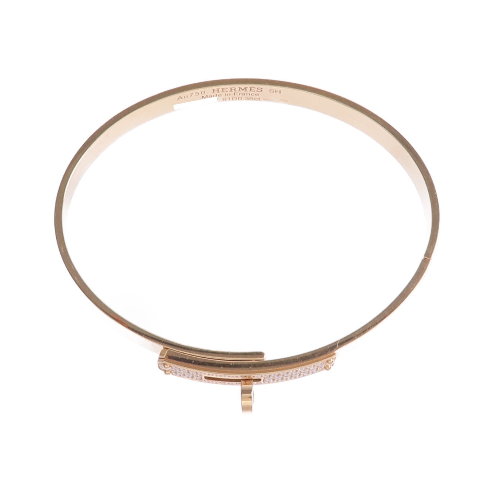 HERMES 18K玫瑰金Kelly Bracelet鑽石手鐲