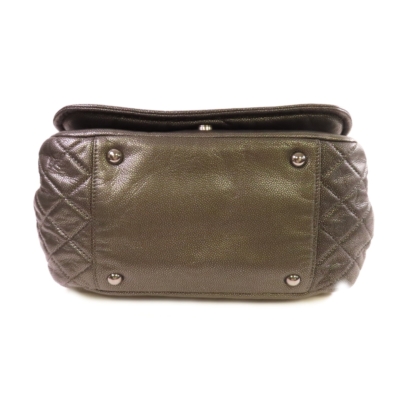 CHANEL 牛皮皮革Chain Shoulder Bag銀扣鏈帶肩背袋灰色