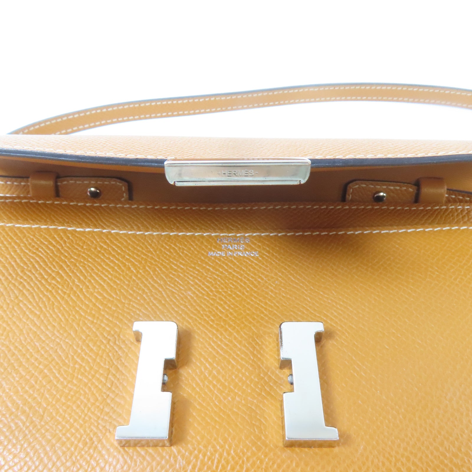 HERMES Epsom皮革Constance To Go銀扣肩背袋啡色