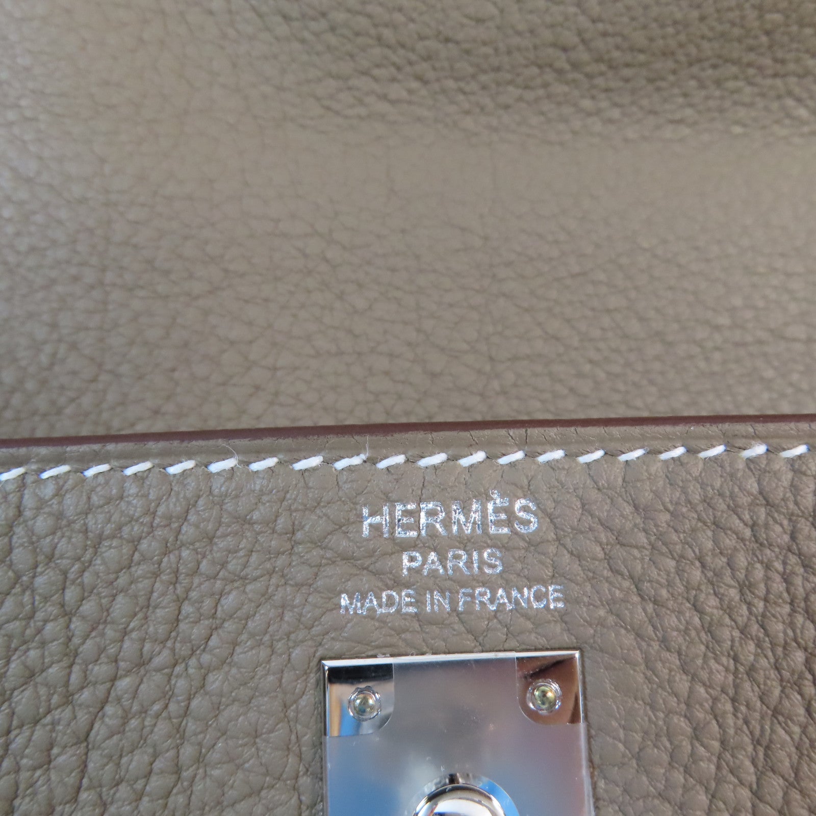 HERMES Togo皮革Kelly 25銀扣手挽肩背兩用袋Etoupe