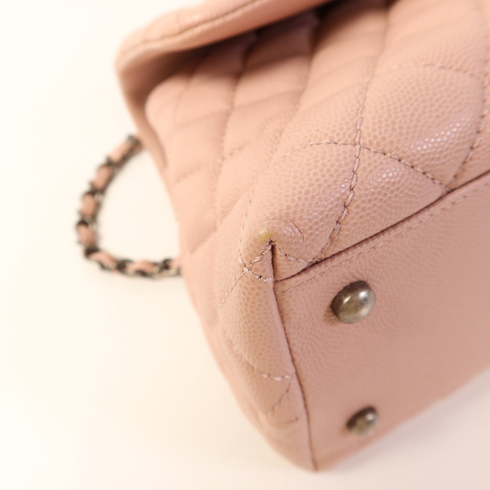 CHANEL 牛皮皮革Coco Handle銀扣手挽肩背兩用袋