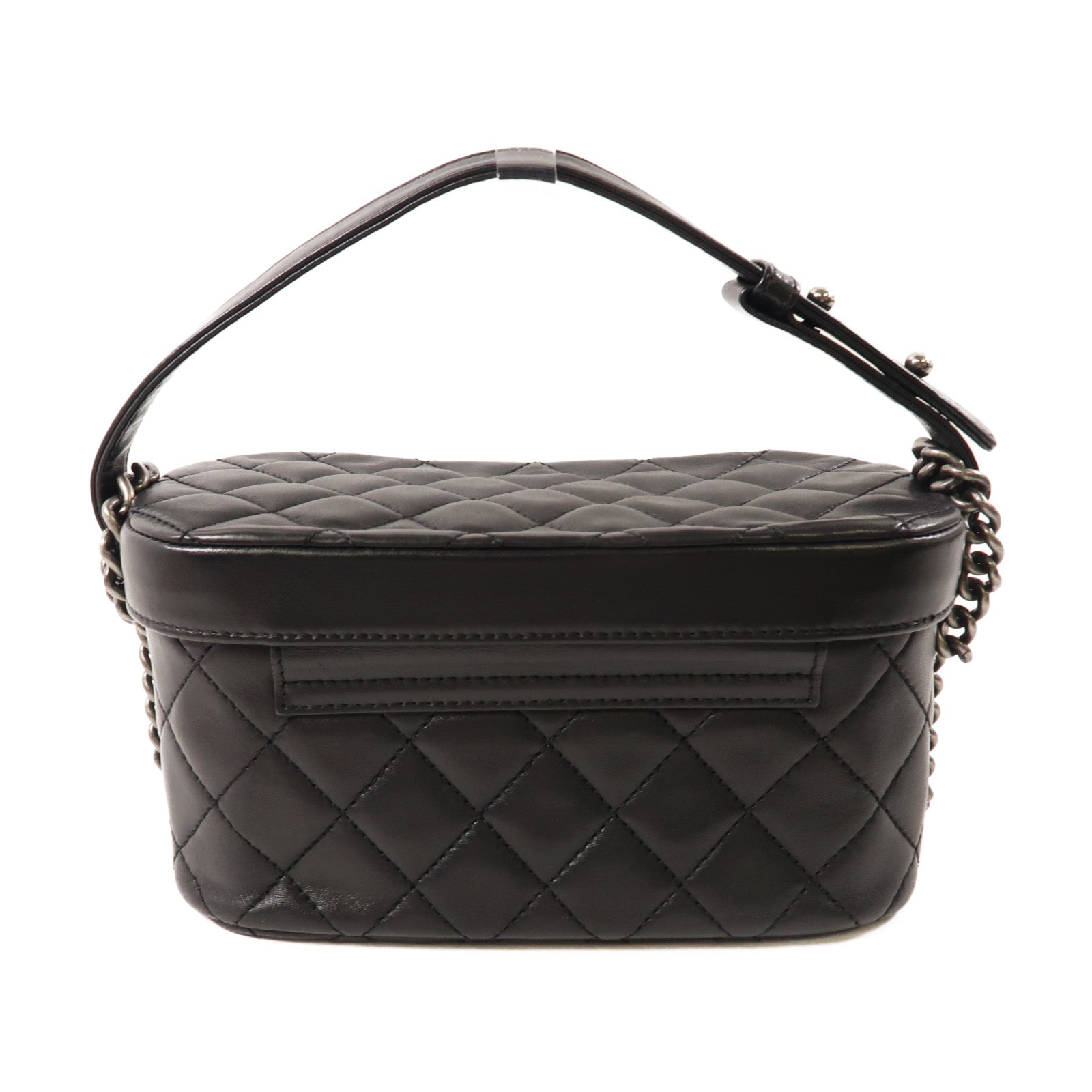 CHANEL CC Boy Vanity Case 2 Way Shoulder Bag Lambskin Leather Black