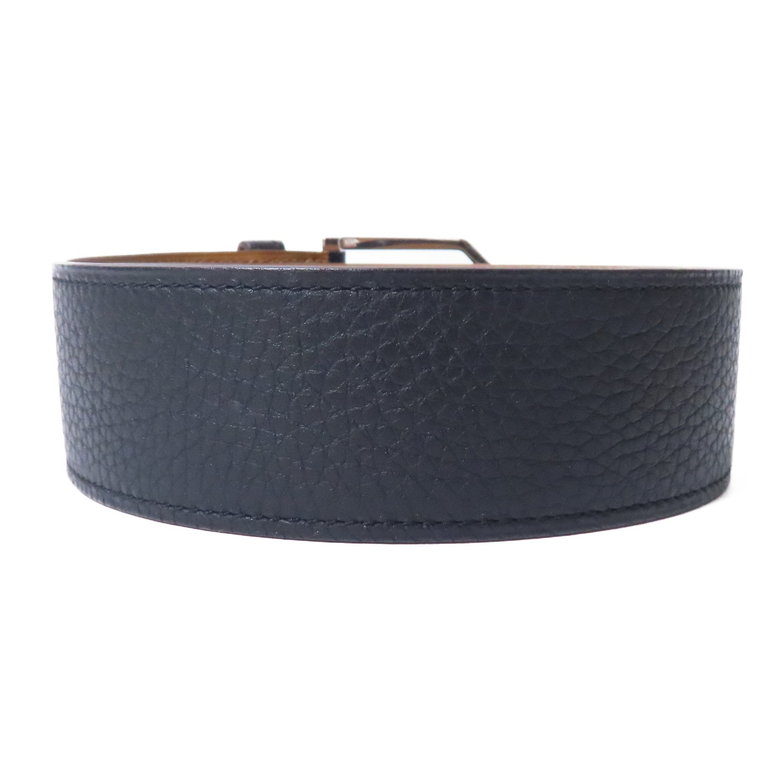 HERMES 牛皮皮革Belt銀扣皮帶黑色