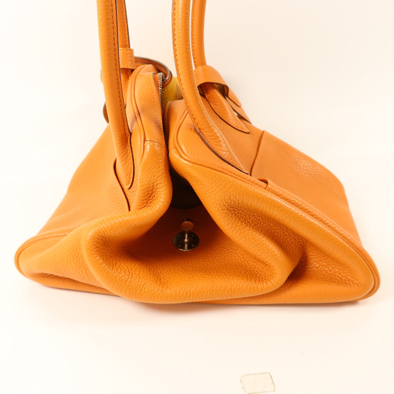 HERMES Clemence皮革Lindy 34手挽肩背兩用袋Orange/Jaune Ambre
