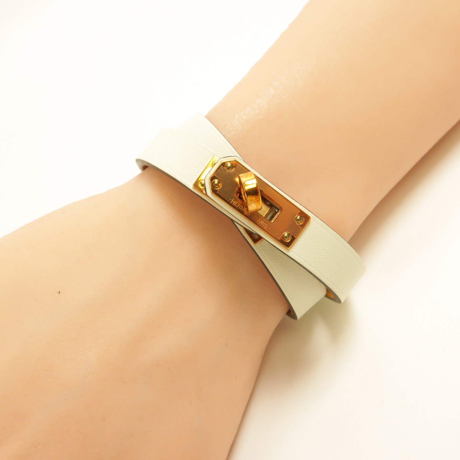 HERMES Swift皮革Mini Kelly Double Tour手帶Vert Criquet
