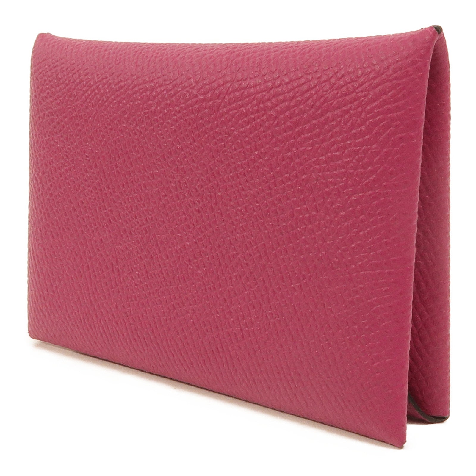 HERMES Epsom皮革Calvi卡片套Rose Pourpre