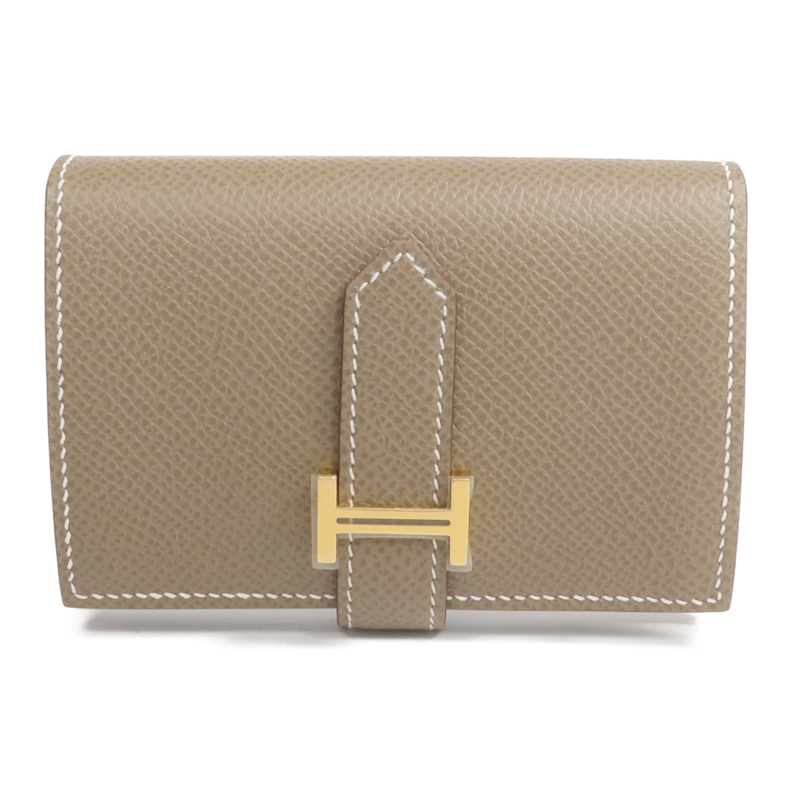 HERMES 【激減優惠】Epsom皮革Bearn Mini Wallet金扣錢包Etoupe