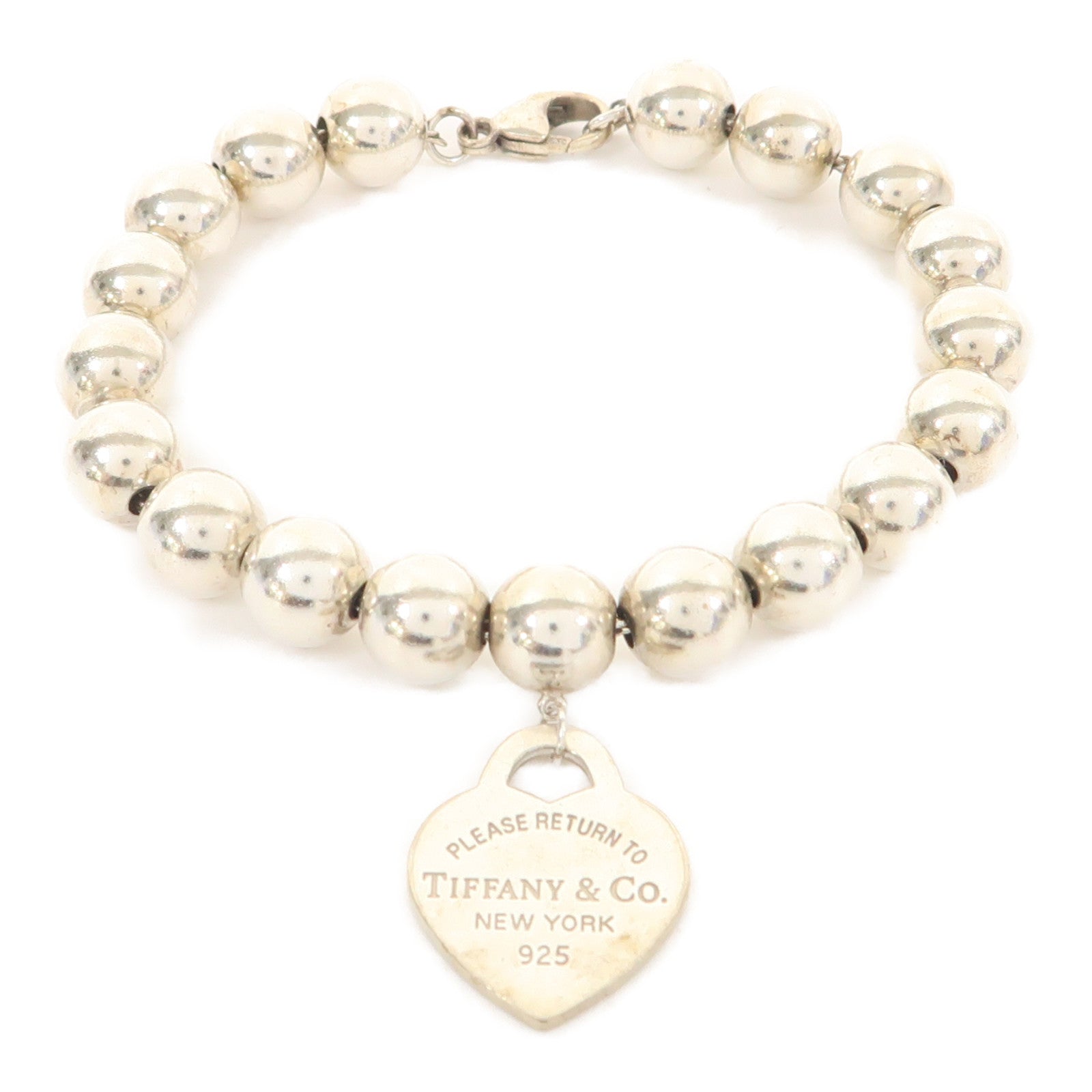 TIFFANY＆CO 925純銀Return to Tiffany Heart Tag Bead Bracelet手鏈