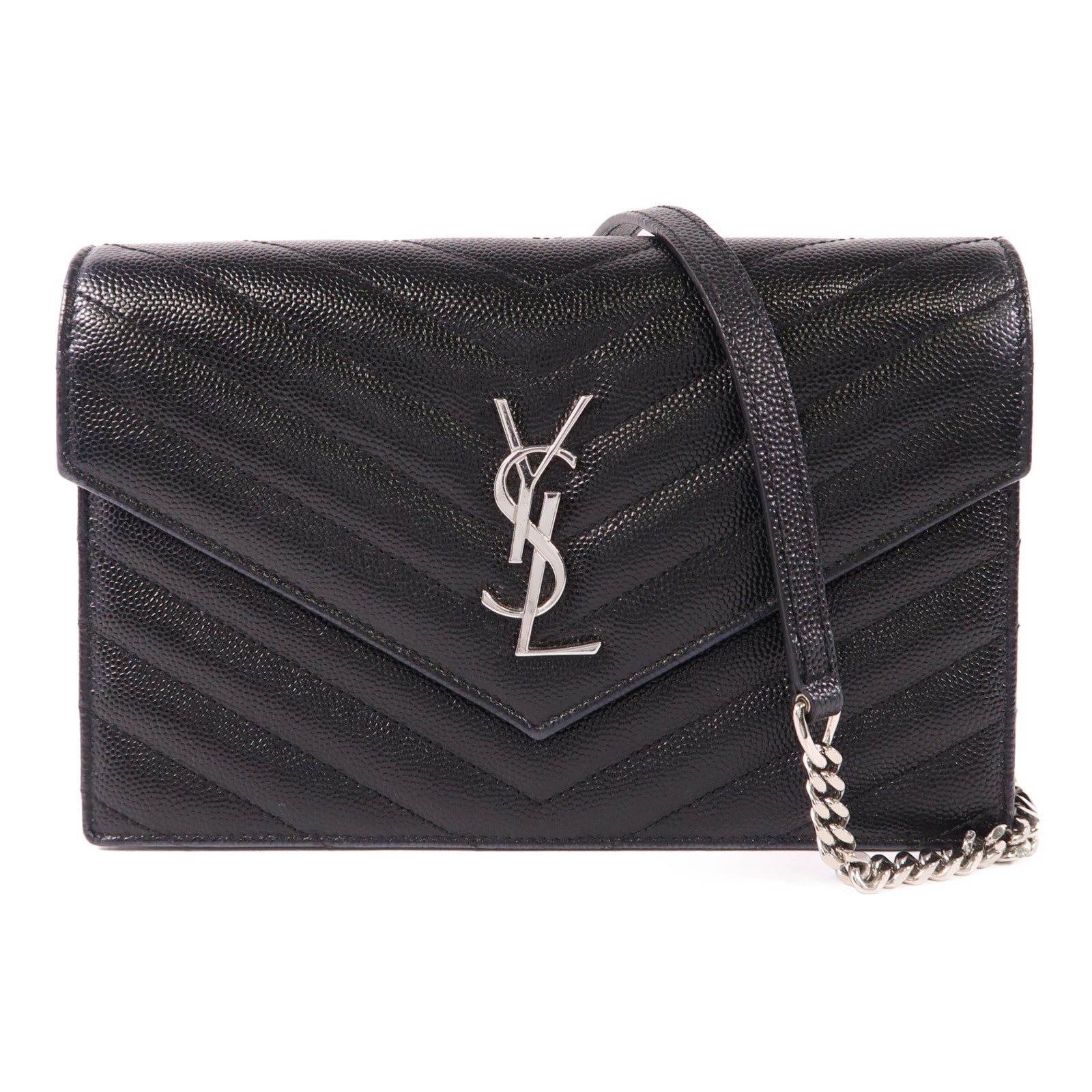SAINT LAURENT 牛皮皮革Chain Shoulder Bag銀扣鏈帶肩背袋