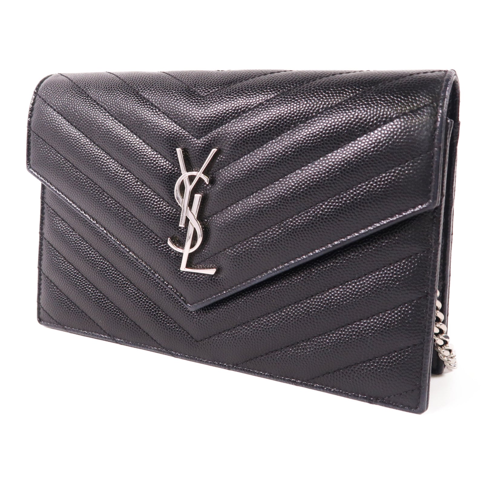 SAINT LAURENT 牛皮皮革Chain Shoulder Bag銀扣鏈帶肩背袋