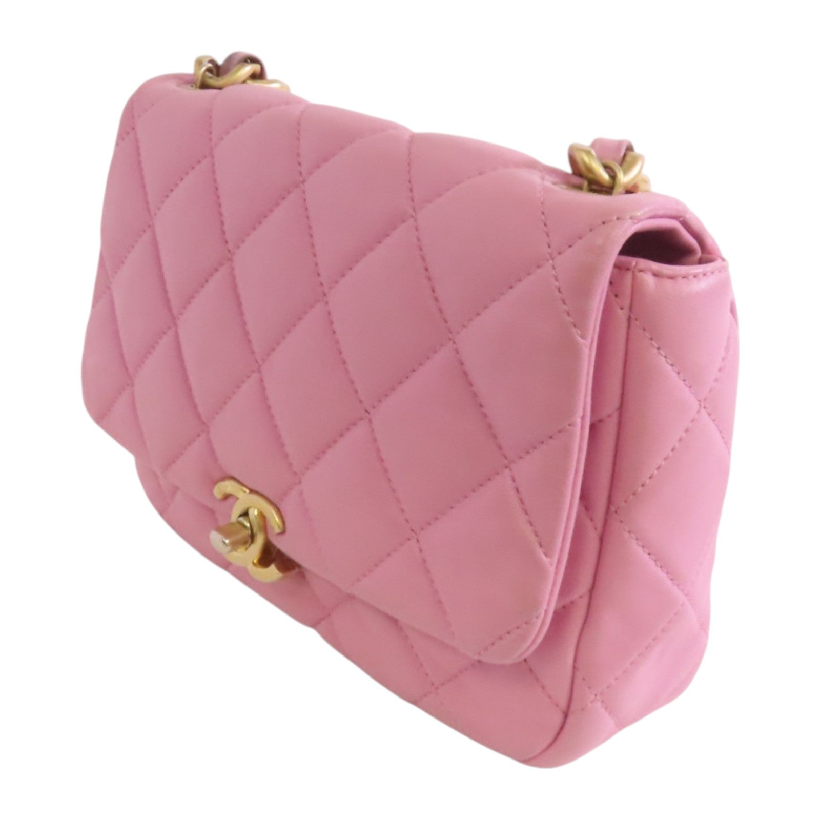 CHANEL 羊皮皮革Chain Shoulder金扣鏈帶肩背袋