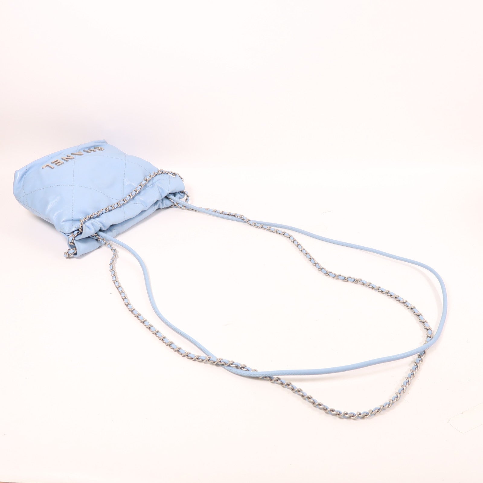 CHANEL CC SHW Chanel 22 Mini Chain Shoulder Bag Calfskin Leather Blue