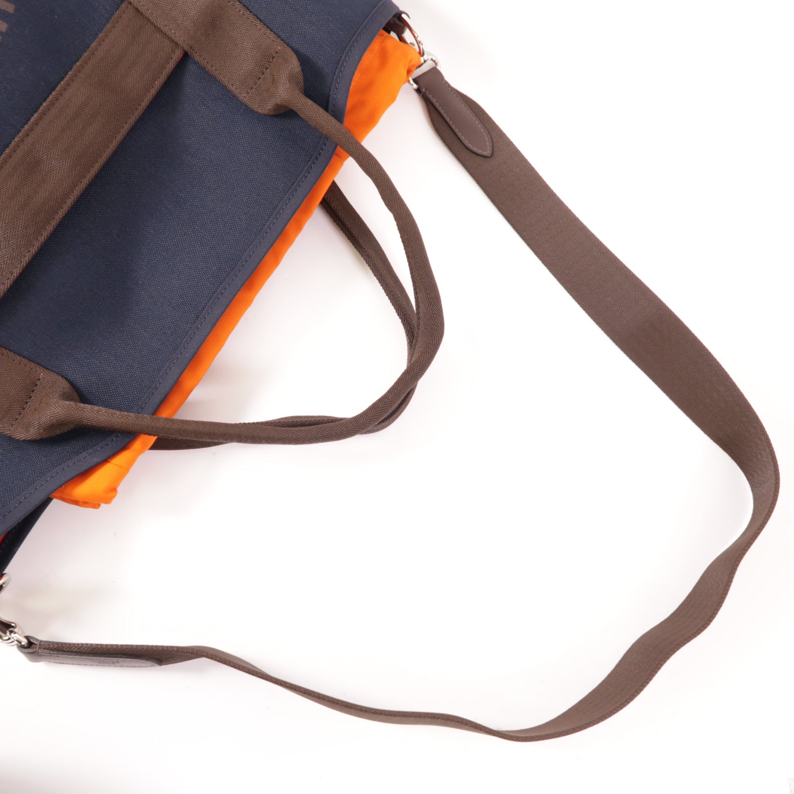 HERMES 帆布Sac De Pansage Groom銀扣手挽肩背兩用袋Navy