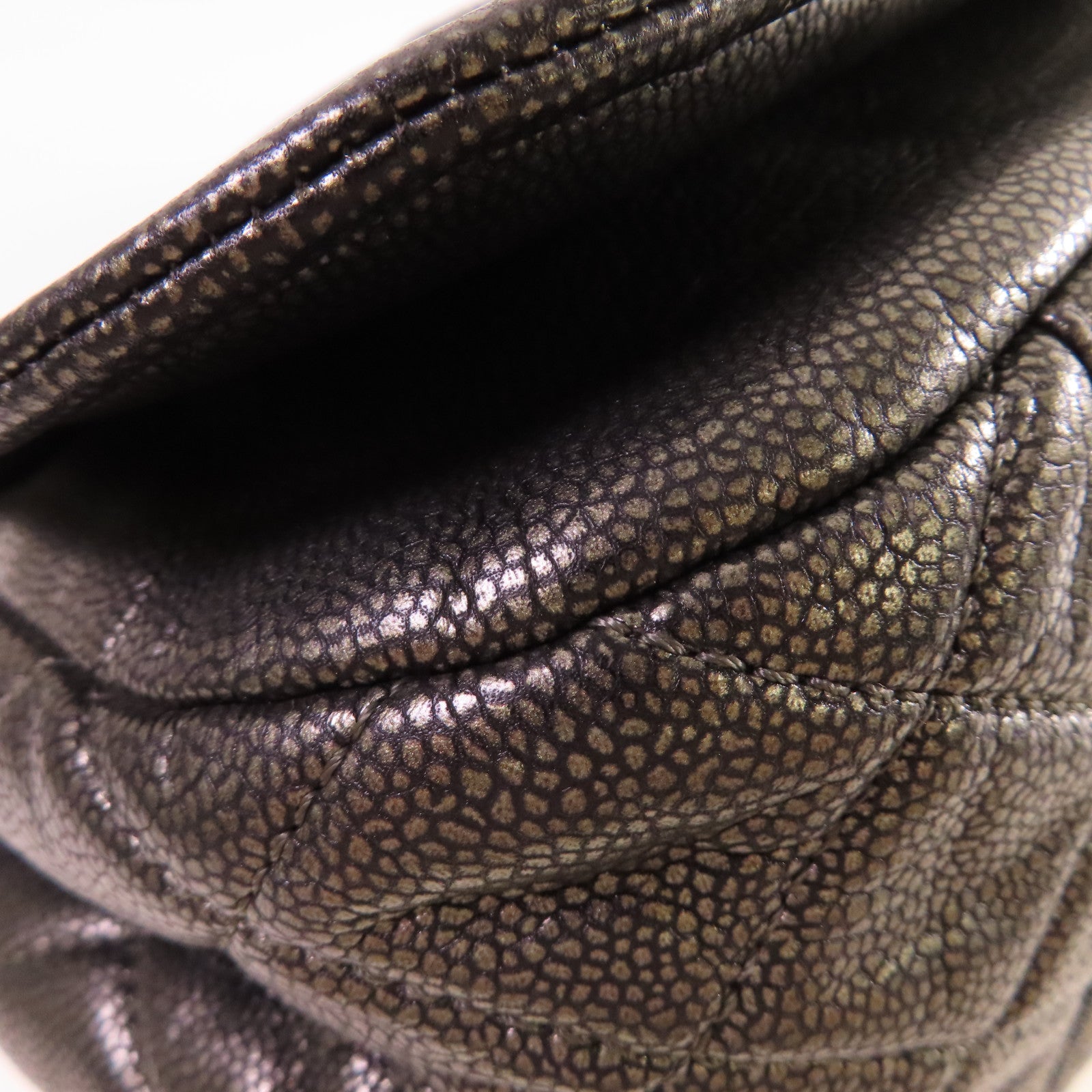 CHANEL 牛皮皮革Chain Shoulder Bag銀扣鏈帶肩背袋灰色