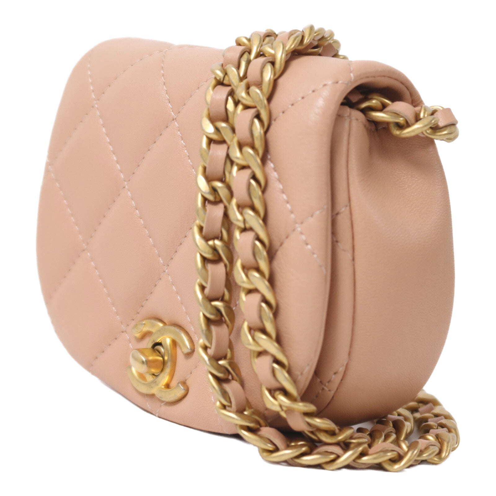 CHANEL 羊皮皮革Chain Shoulder金扣鏈帶肩背袋