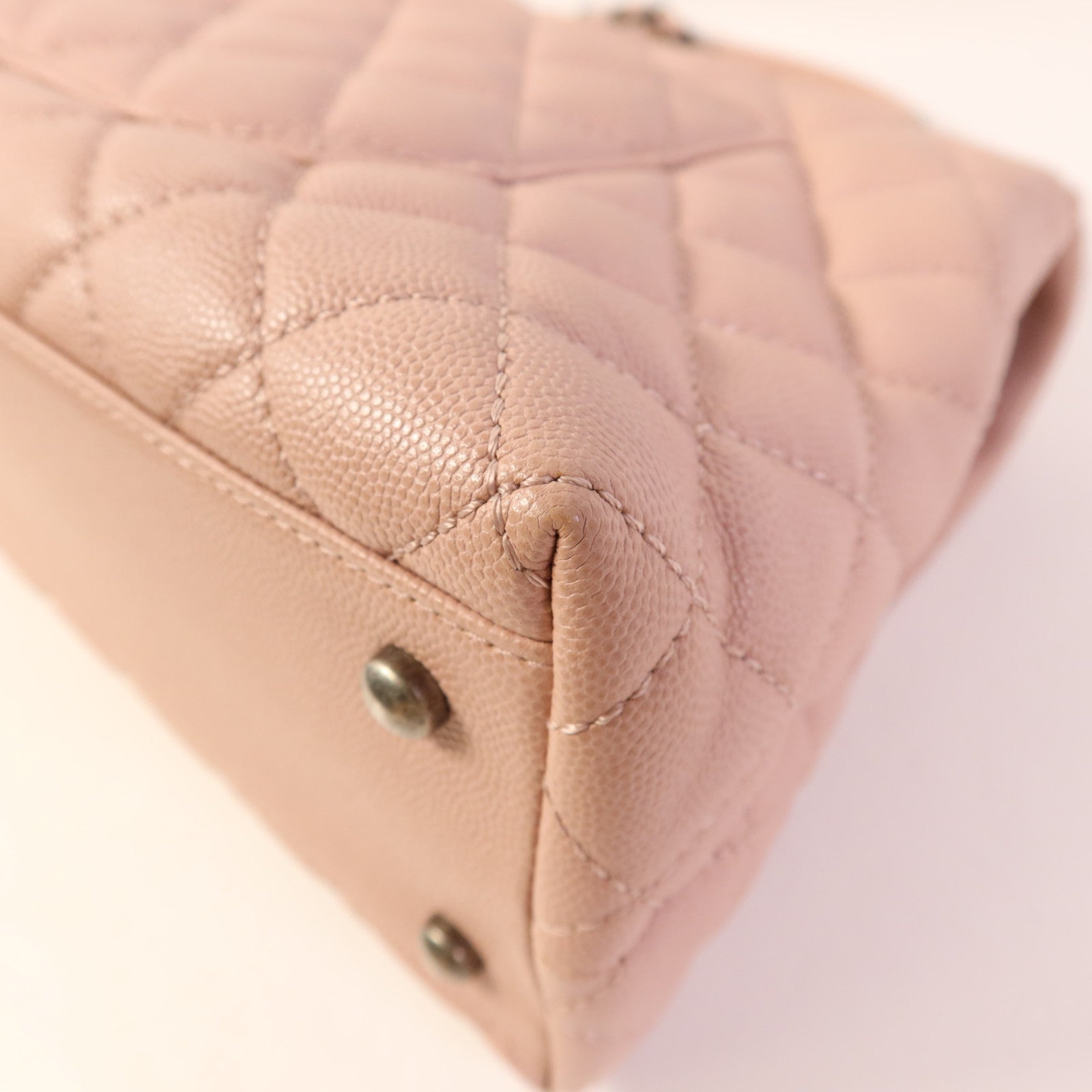 CHANEL 牛皮皮革Coco Handle銀扣手挽肩背兩用袋