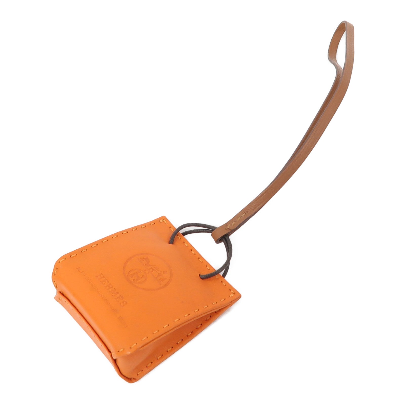 HERMES Swift皮革Charm掛飾橙色