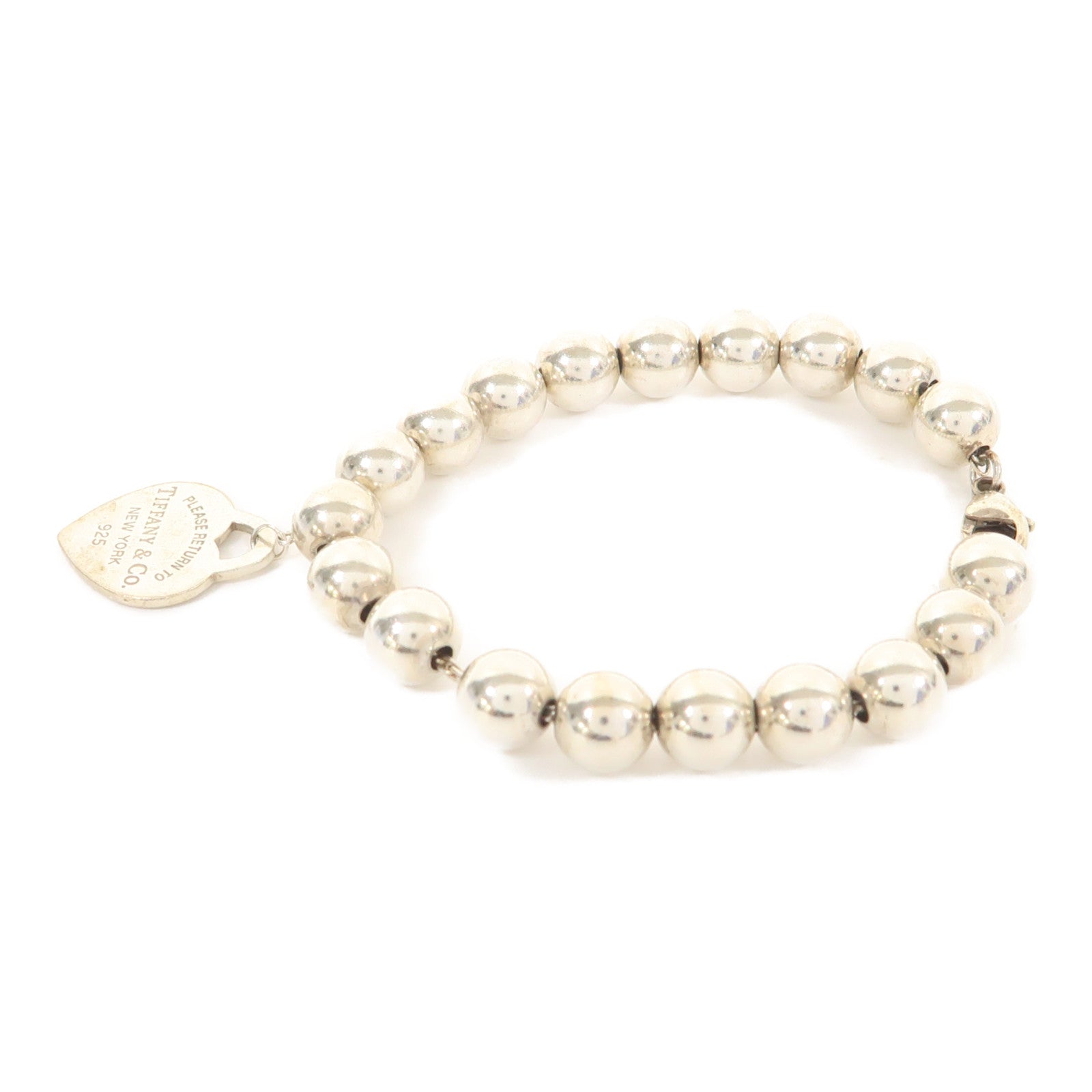 TIFFANY＆CO 925純銀Return to Tiffany Heart Tag Bead Bracelet手鏈